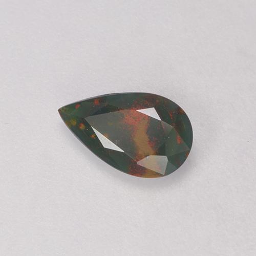 Eliotropio naturale verde da 0,40 ct, taglio a pera, opaco