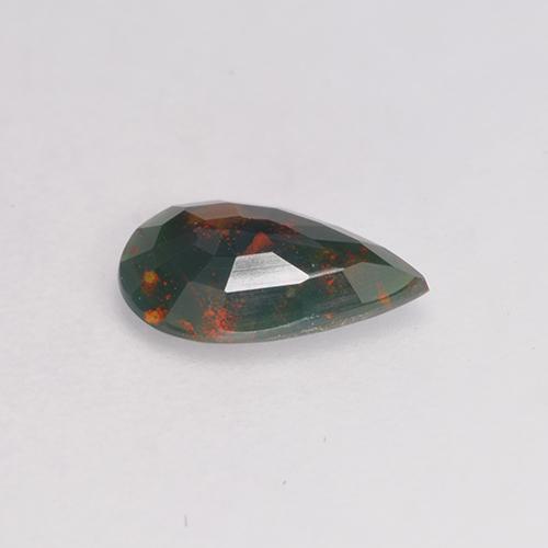 Eliotropio naturale verde da 0,40 ct, taglio a pera, opaco