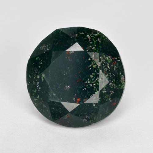 Pietra del sangue Verde scuro naturale da 5.05 ct, Taglio rotondo, Opaco