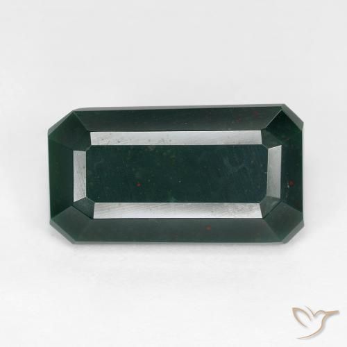 Pietra del sangue Verde scuro naturale da 6.54 ct, Ottagonale / Taglio smeraldo, Opaco