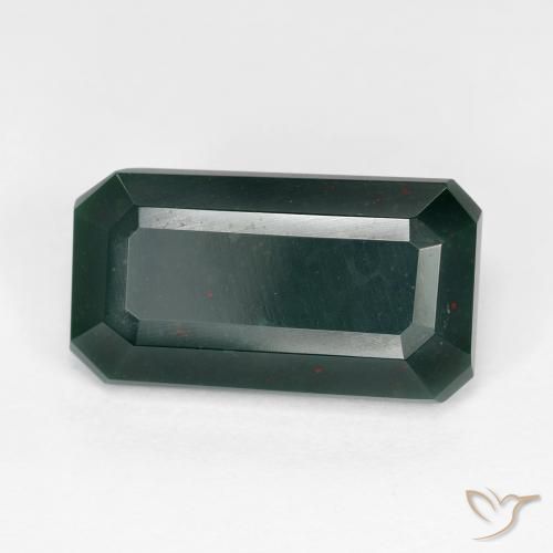 Pietra del sangue Verde scuro naturale da 6.54 ct, Ottagonale / Taglio smeraldo, Opaco