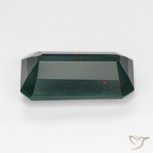 Pietra del sangue Verde scuro naturale da 6.54 ct, Ottagonale / Taglio smeraldo, Opaco