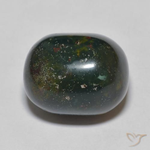 15.81ct Naturale Verde foresta Pietra del sangue, Ovale, Opaco