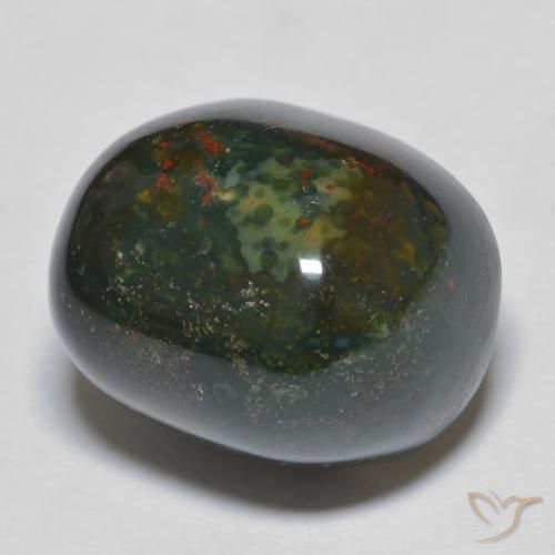 Pietra del sangue Verde e Rosso naturale da 21.64 ct, Ovale, Opaco