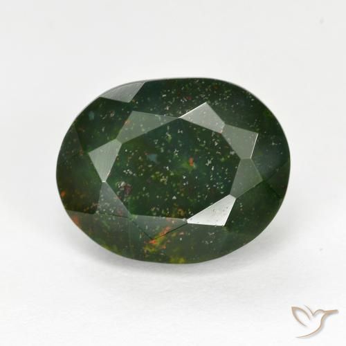 6.95ct Naturale Verde foresta Pietra del sangue, Ovale, Opaco