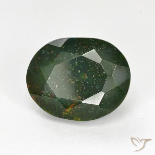 Pietra del sangue Verde foresta naturale da 6.95 ct, Ovale, Opaco