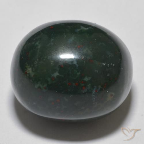 15.30ct Naturale Verde foresta Pietra del sangue, Ovale, Opaco
