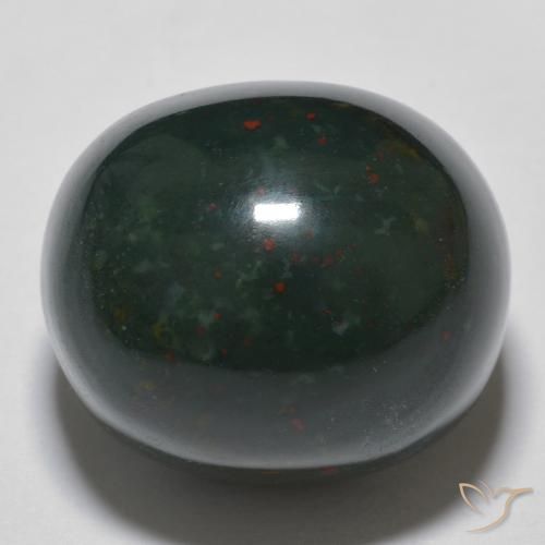 Pietra del sangue Verde scuro naturale da 19.31 ct, Ovale, Opaco