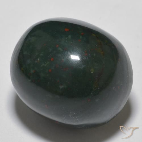 Pietra del sangue Verde scuro naturale da 19.31 ct, Ovale, Opaco