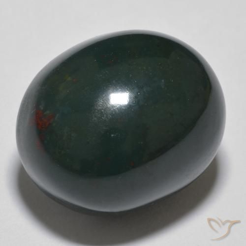Pietra del sangue Verde scuro naturale da 19.10 ct, Ovale, Opaco