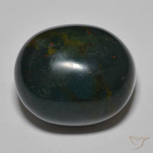 30.34ct Naturale Verde scuro medio Pietra del sangue, Ovale, Opaco