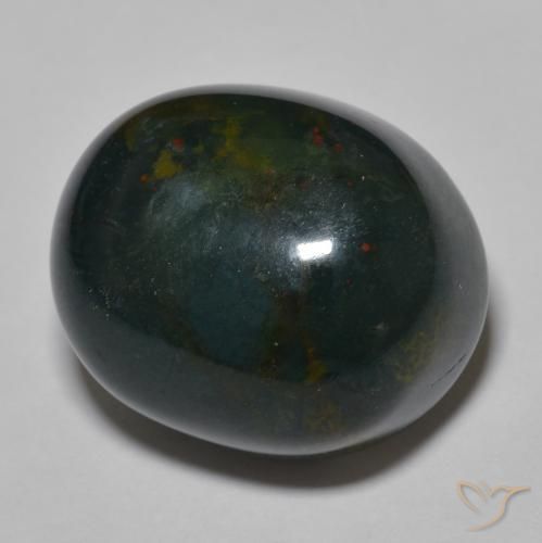 Pietra del sangue Verde scuro medio naturale da 30.34 ct, Ovale, Opaco