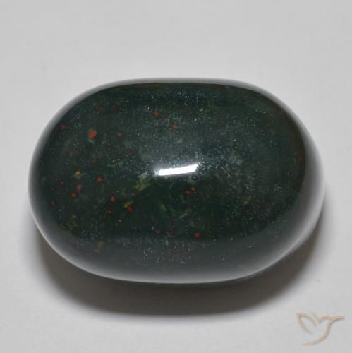 37.19ct Naturale Verde scuro medio Pietra del sangue, Ovale, Opaco