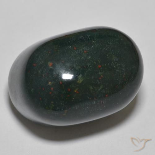 Pietra del sangue Verde scuro medio naturale da 37.19 ct, Ovale, Opaco