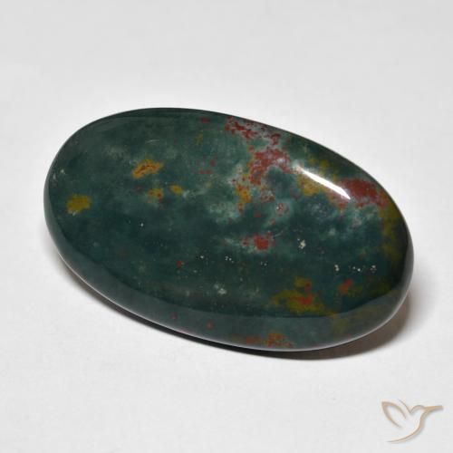 Pietra del sangue Verde foresta naturale da 27.27 ct, Ovale, Opaco