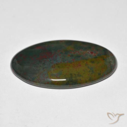 Pietra del sangue Verde e Rosso naturale da 29.70 ct, Ovale, Opaco