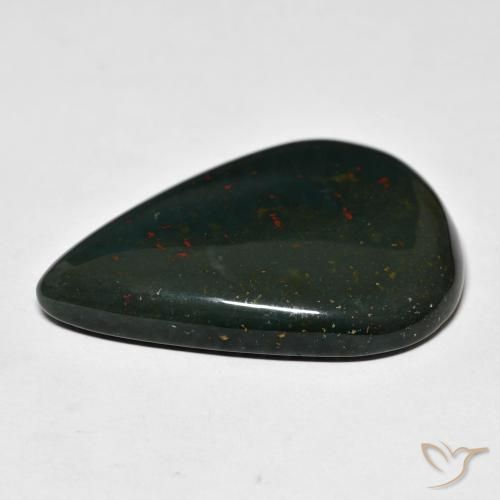 Pietra del sangue Verde scuro naturale da 48.11 ct, Forma a pera, Opaco