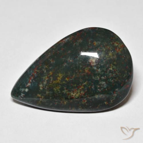31.68ct Naturale Verde scuro Pietra del sangue, Forma a pera, Opaco