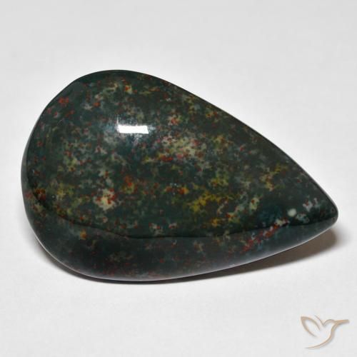 Pietra del sangue Verde scuro naturale da 31.68 ct, Forma a pera, Opaco