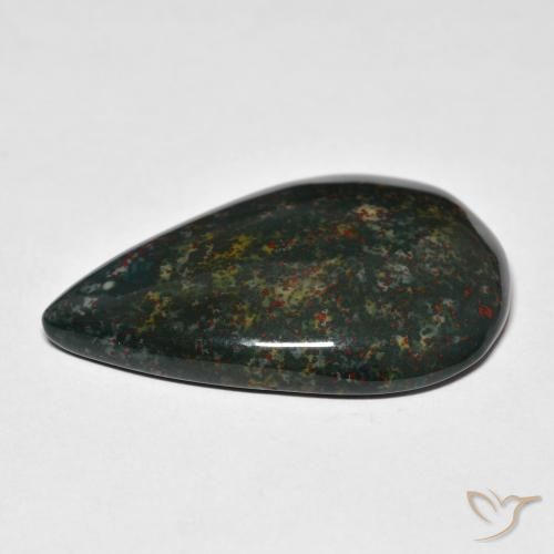 Pietra del sangue Verde scuro naturale da 31.68 ct, Forma a pera, Opaco
