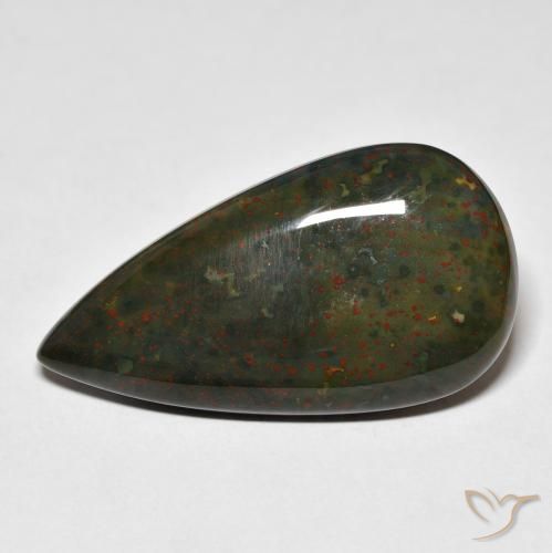 21.91ct Naturale Verde e Rosso Pietra del sangue, Forma a pera, Opaco