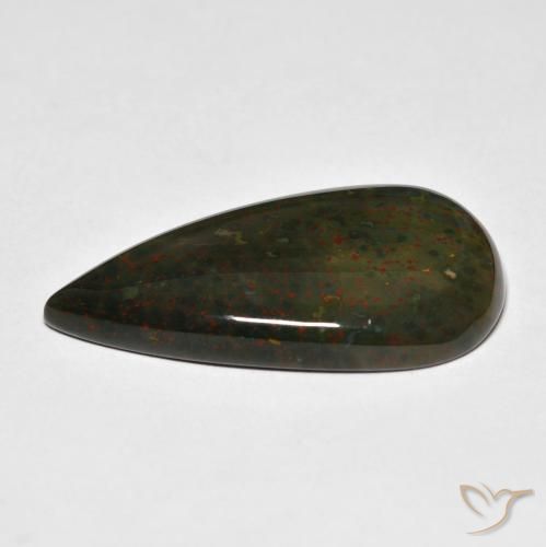 Pietra del sangue Verde e Rosso naturale da 21.91 ct, Forma a pera, Opaco