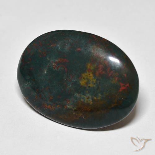 Pietra del sangue Verde scuro naturale da 21.16 ct, Ovale, Opaco