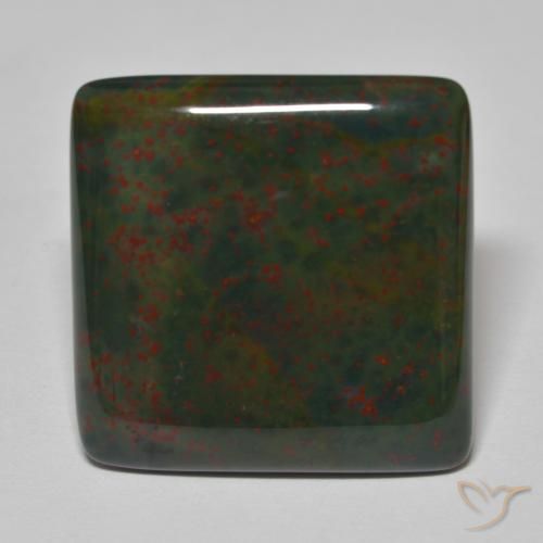 27.72ct Naturale Verde e Rosso Pietra del sangue, Quadrato, Opaco