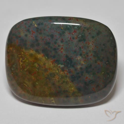 36.98ct Naturale Verde e Rosso Pietra del sangue, Cuscino, Opaco