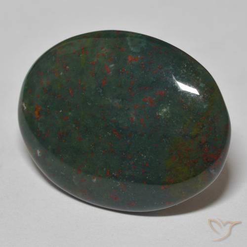 Pietra del sangue Verde scuro naturale da 25.83 ct, Ovale, Opaco