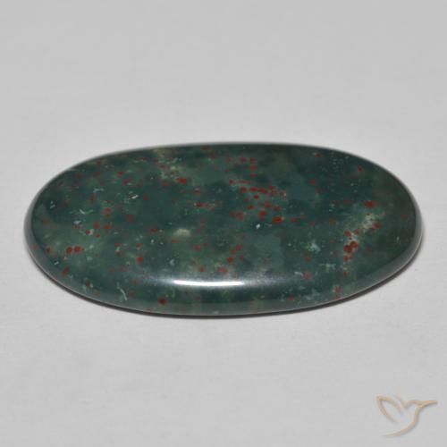 Pietra del sangue Verde scuro naturale da 19.51 ct, Ovale, Opaco
