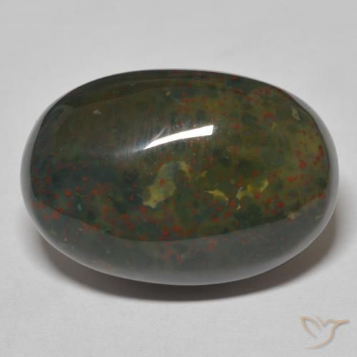 18.18ct Naturale Verde con Rosso Pietra del sangue, Ovale, Opaco