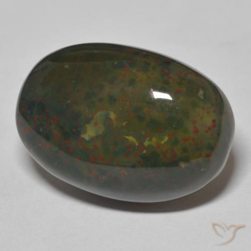Pietra del sangue Verde con Rosso naturale da 18.18 ct, Ovale, Opaco