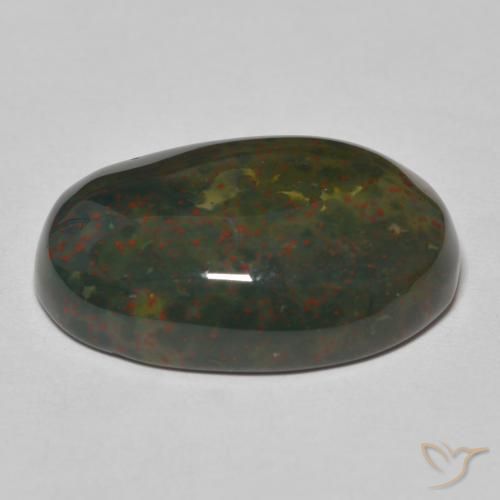 Pietra del sangue Verde con Rosso naturale da 18.18 ct, Ovale, Opaco
