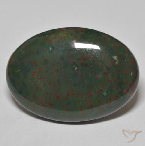 27.94ct Naturale Verde con Rosso Pietra del sangue, Ovale, Opaco