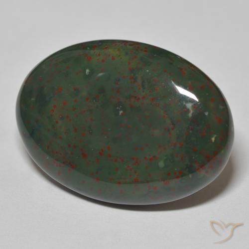 Pietra del sangue Verde con Rosso naturale da 27.94 ct, Ovale, Opaco
