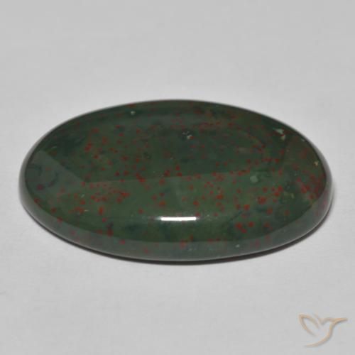 Pietra del sangue Verde con Rosso naturale da 27.94 ct, Ovale, Opaco