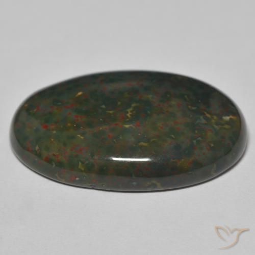 Pietra del sangue Verde con Rosso naturale da 30.21 ct, Ovale, Opaco