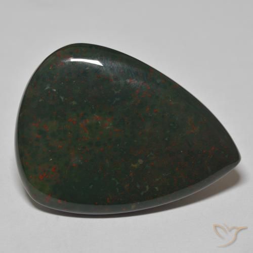 Pietra del sangue Verde con Rosso naturale da 41.55 ct, Forma a pera, Opaco