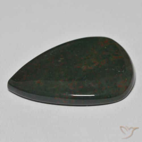 Pietra del sangue Verde con Rosso naturale da 41.55 ct, Forma a pera, Opaco