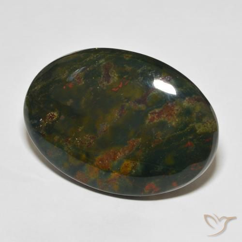Pietra del sangue Verde e Rosso naturale da 39.09 ct, Ovale, Opaco