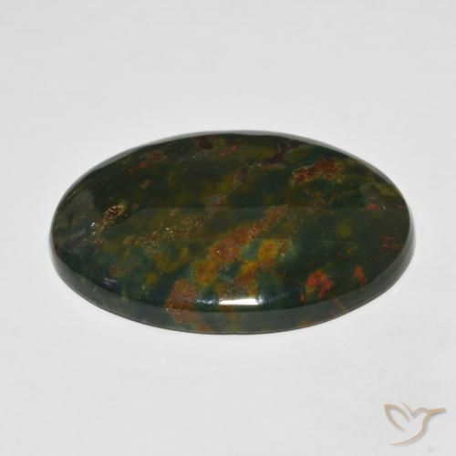Pietra del sangue Verde e Rosso naturale da 39.09 ct, Ovale, Opaco