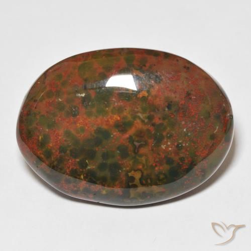 28.08ct Naturale Verde e Rosso Pietra del sangue, Ovale, Opaco