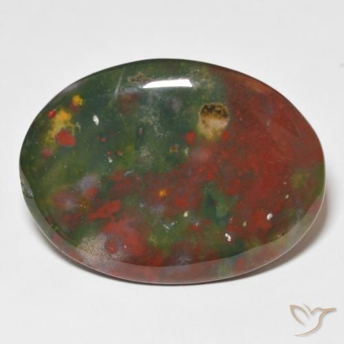 23.01ct Naturale Verde e Rosso Pietra del sangue, Ovale, Opaco