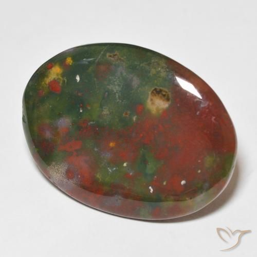 Pietra del sangue Verde e Rosso naturale da 23.01 ct, Ovale, Opaco