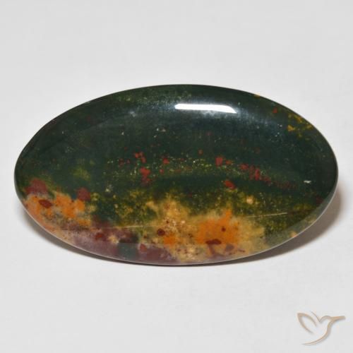27.37ct Naturale Verde e Rosso Pietra del sangue, Ovale, Opaco