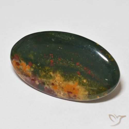 Pietra del sangue Verde e Rosso naturale da 27.37 ct, Ovale, Opaco