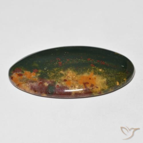 Pietra del sangue Verde e Rosso naturale da 27.37 ct, Ovale, Opaco