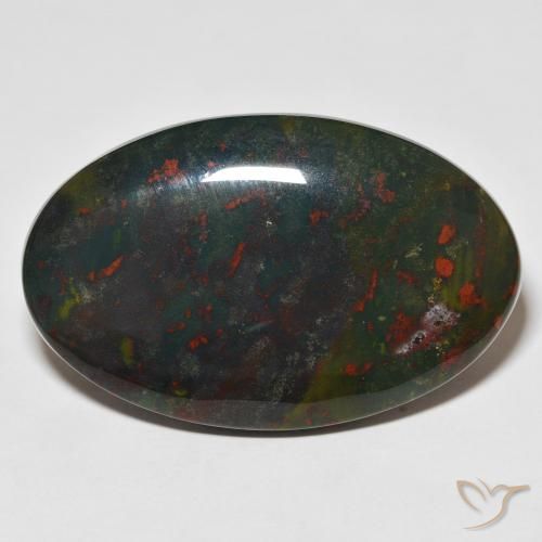 34.27ct Naturale Verde e Rosso Pietra del sangue, Ovale, Opaco