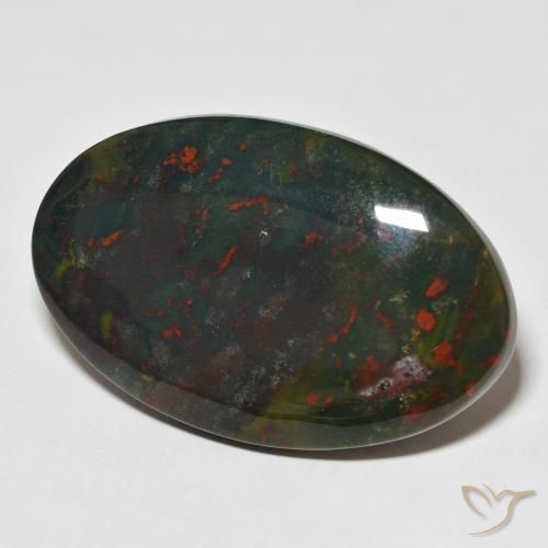 Pietra del sangue Verde e Rosso naturale da 34.27 ct, Ovale, Opaco